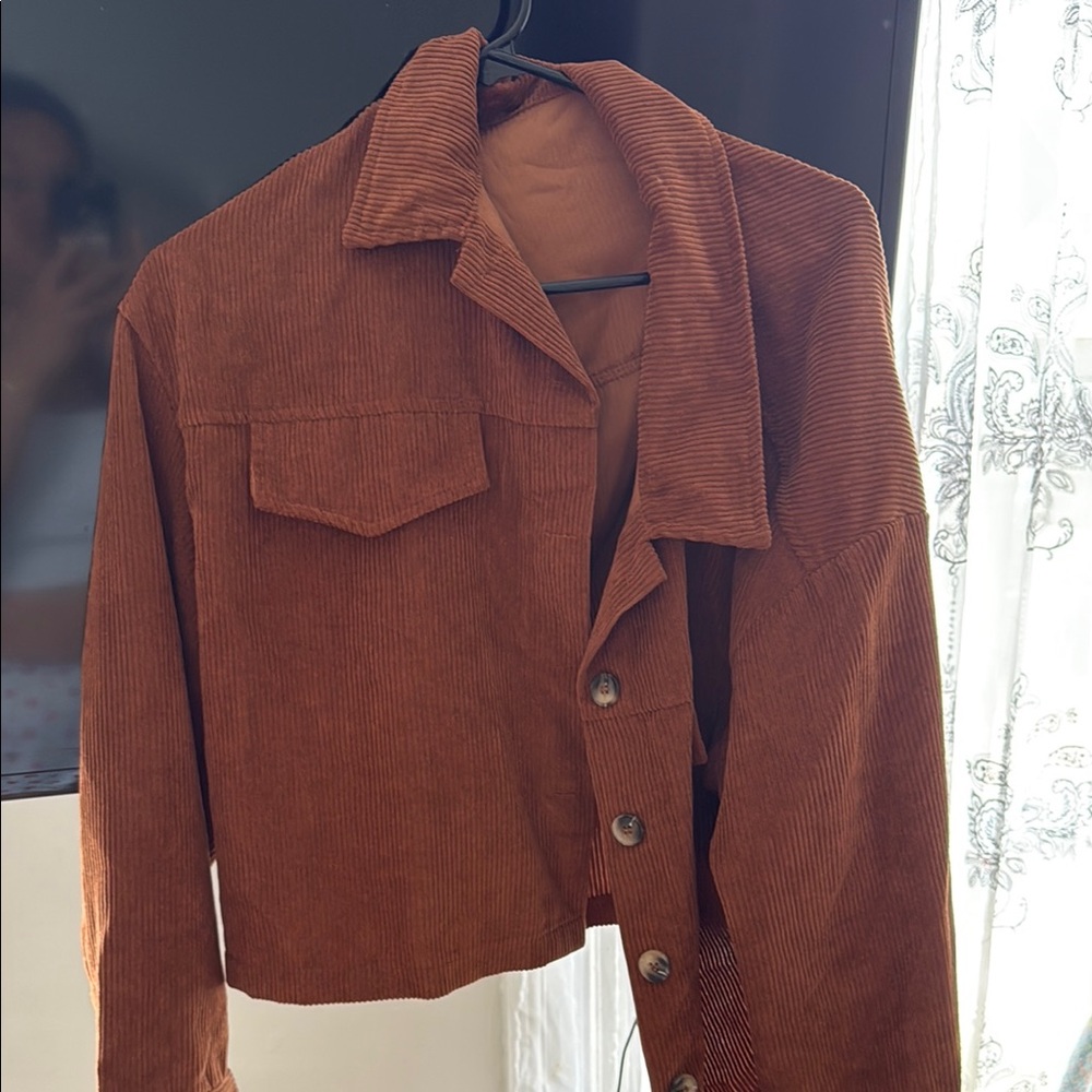 SHEIN Brown Utility Jacket with Suede Finish